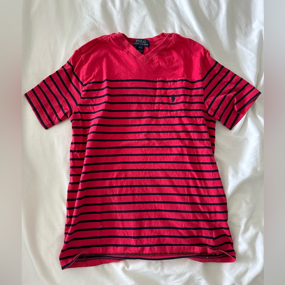 Boys’ Polo Ralph Lauren Red and Navy Striped T-Shirt